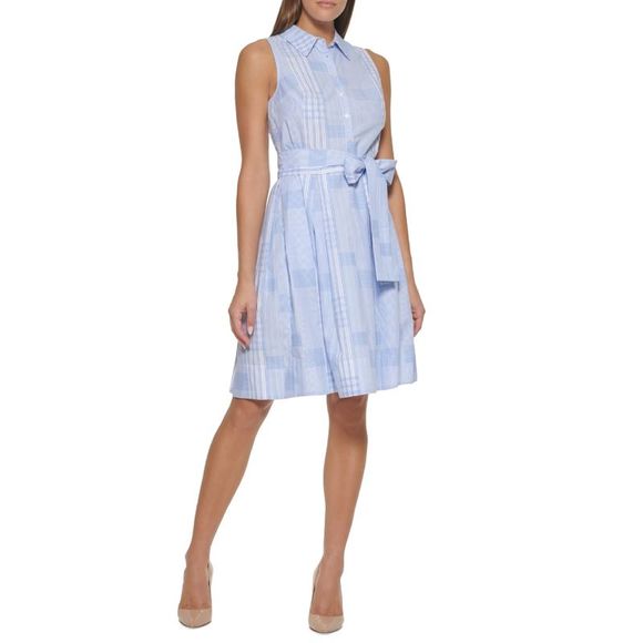 Tommy Hilfiger Dresses & Skirts - Tommy Hilfiger Women's Sleeveless Patchwork Shirtdress Blue Size 8